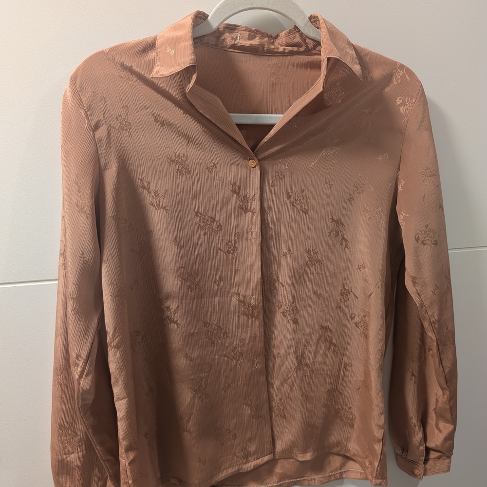 Vintage Women's Button Down Shirt - Tan